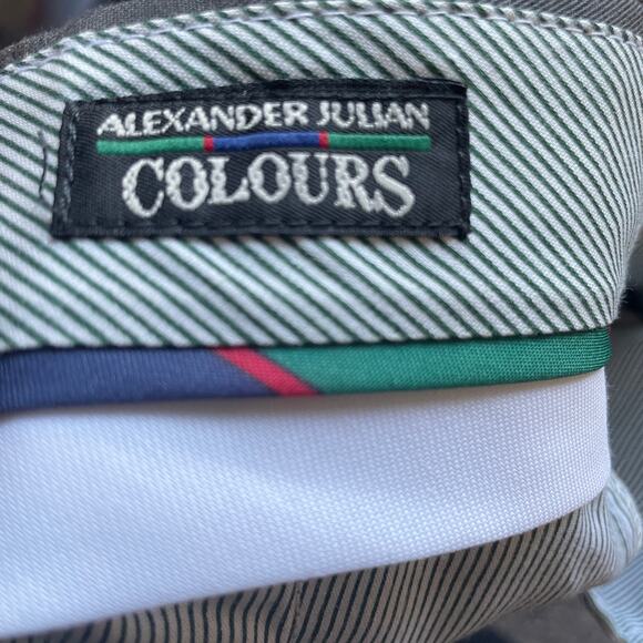 Alexander Julian Colours Gray Twill Dress Pant with Cuffs & Pleats - Size 36X 32 - Picture 7 of 8